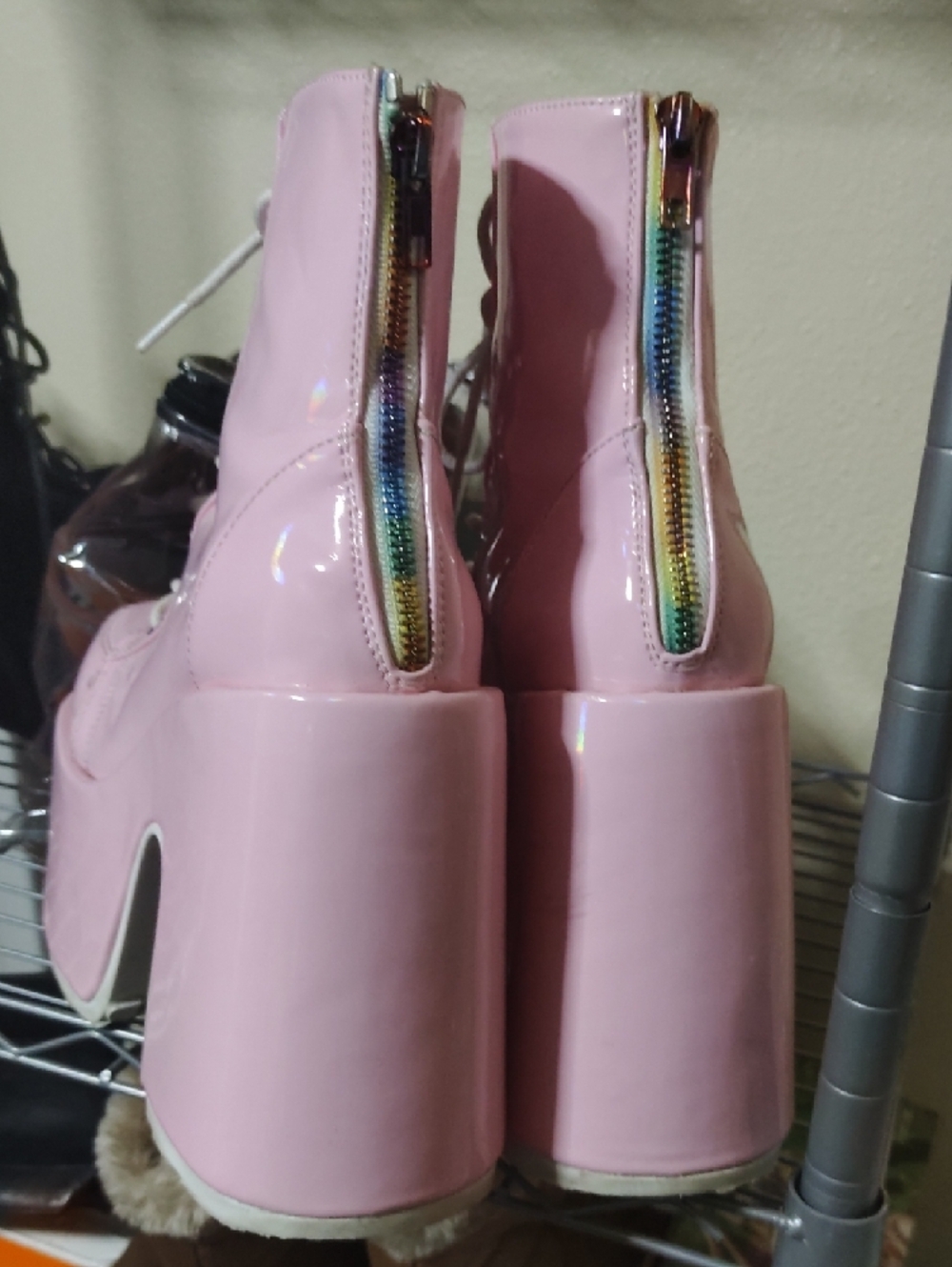 Demonia Pink Patent Platform Boots - Picture 3 of 4
